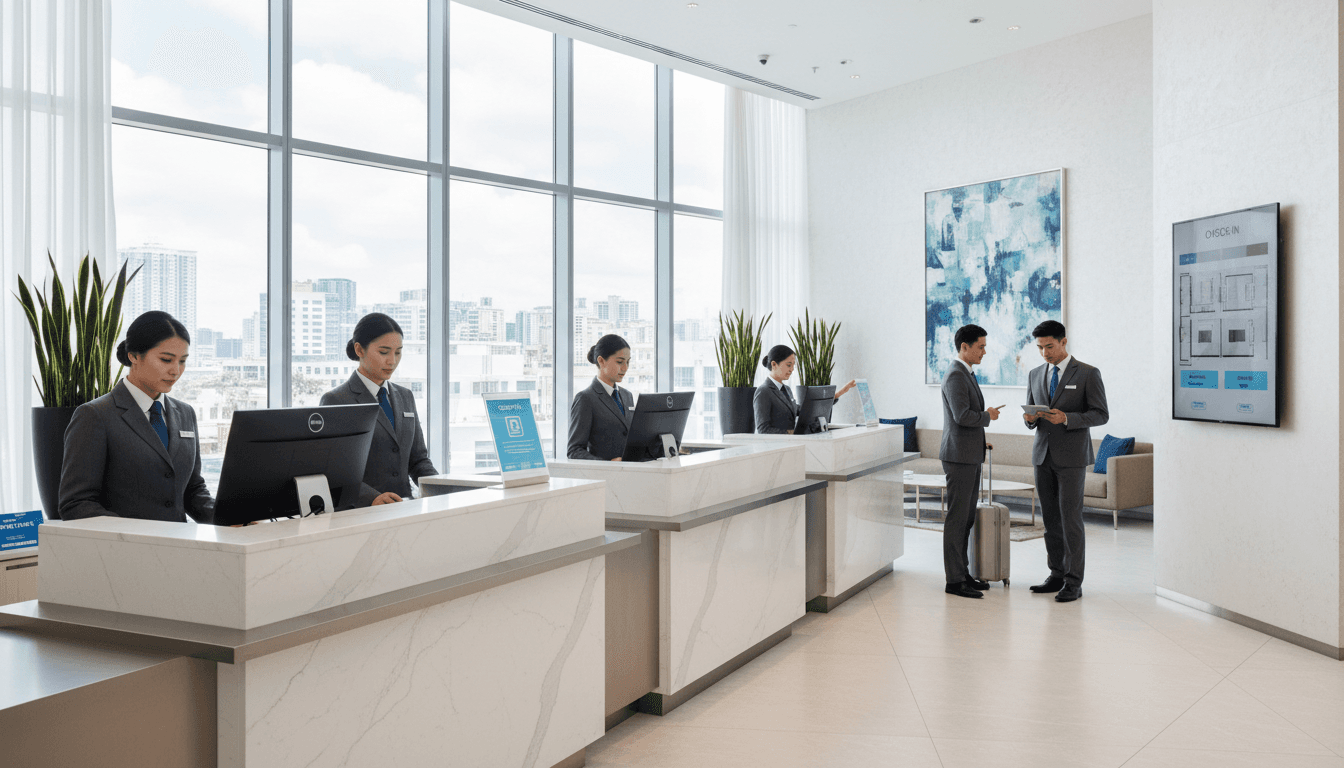 Hotel front desk reception area